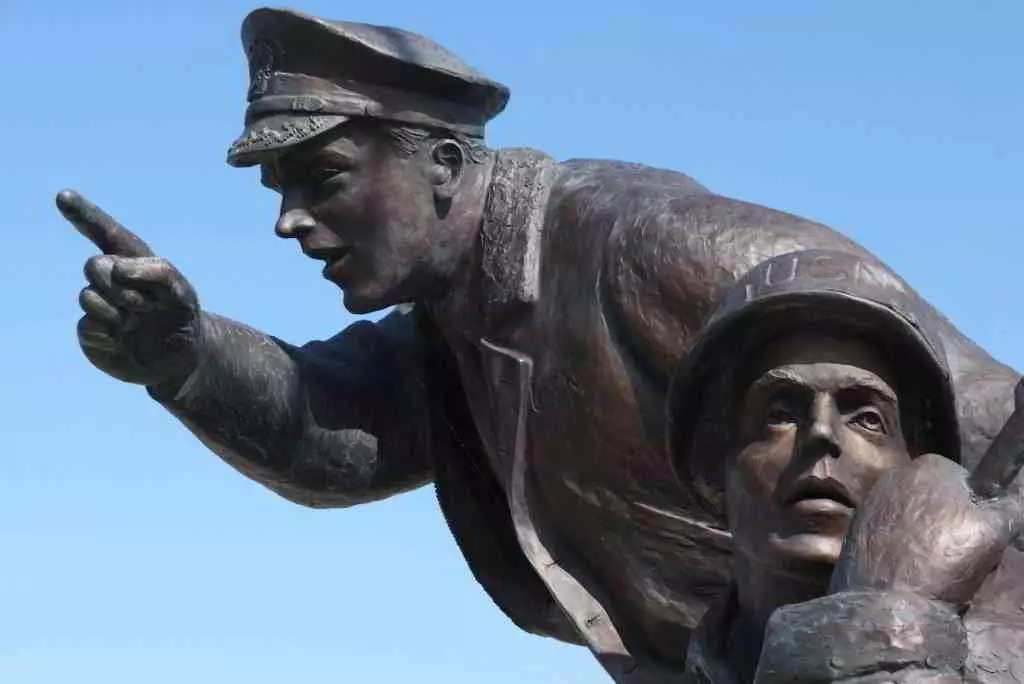 A D-Day memorial on the Normandy shore