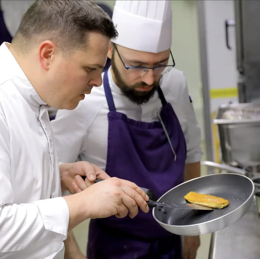 Chef cooking an omelet