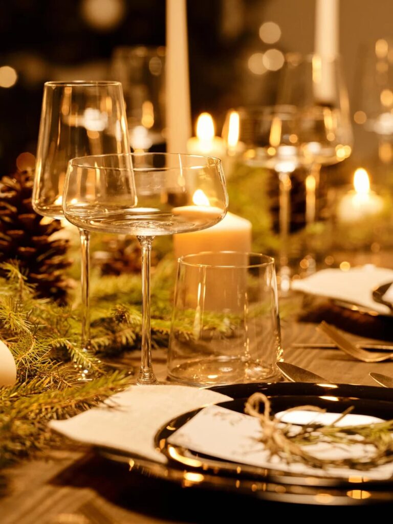 Table dressed for christmas in France
