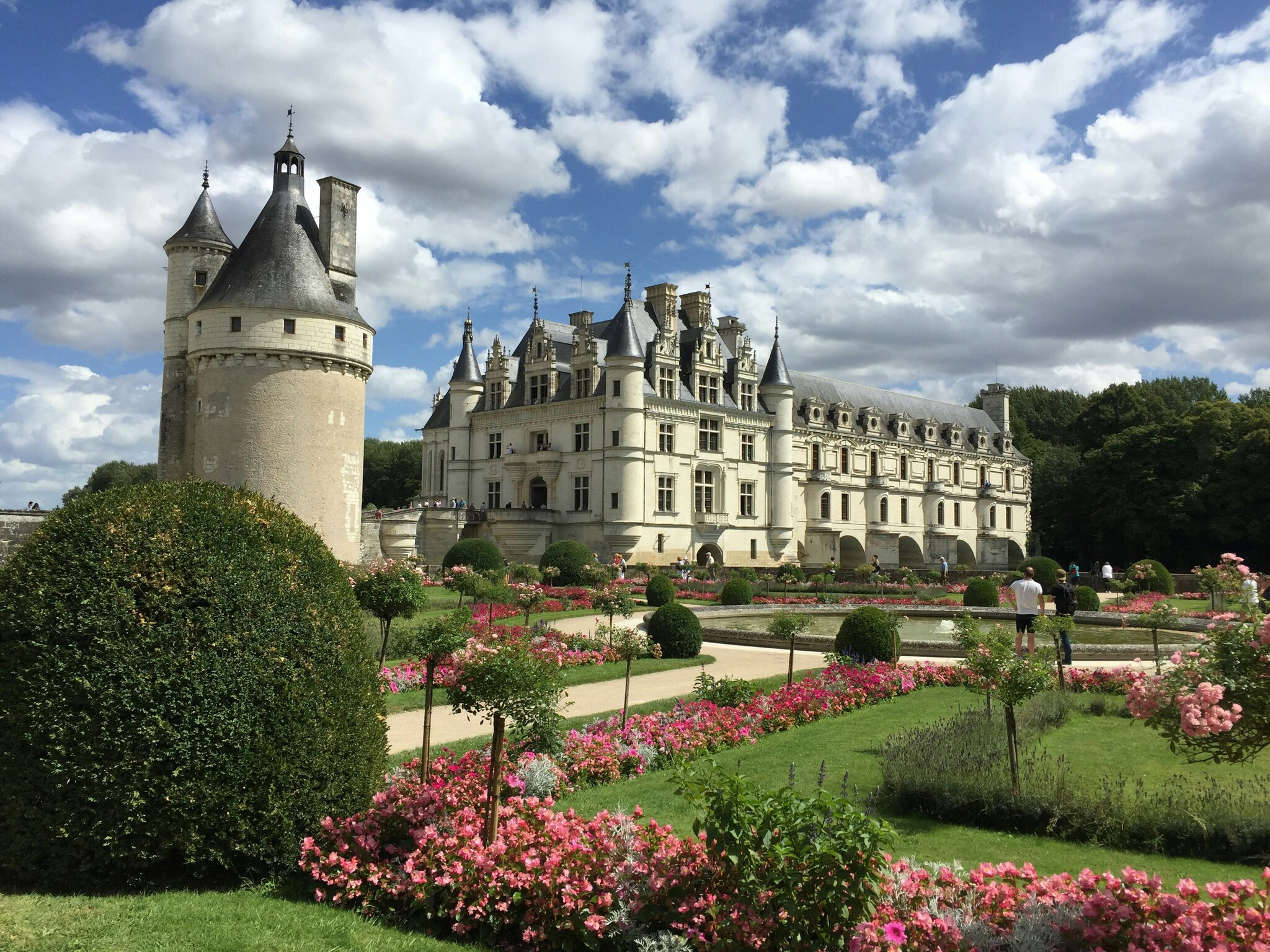 Château de Chenonceau above its rose gardens