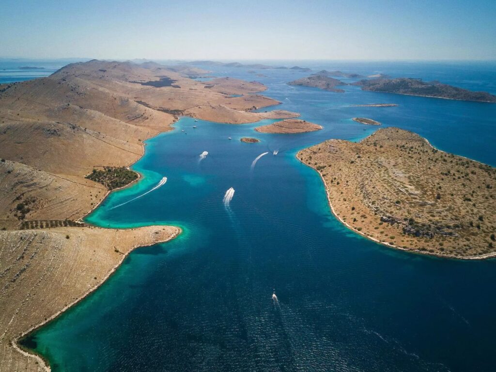 View from the sky of a mediterranean island